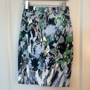 MILLY of NY Kayla Floral Abstract Designer Pencil Skirt, Size 2